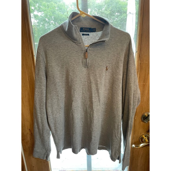 Polo Ralph Lauren Estate Rib Quarter Zip‎ Pullover Sweater Gray Large - Picture 1 of 8
